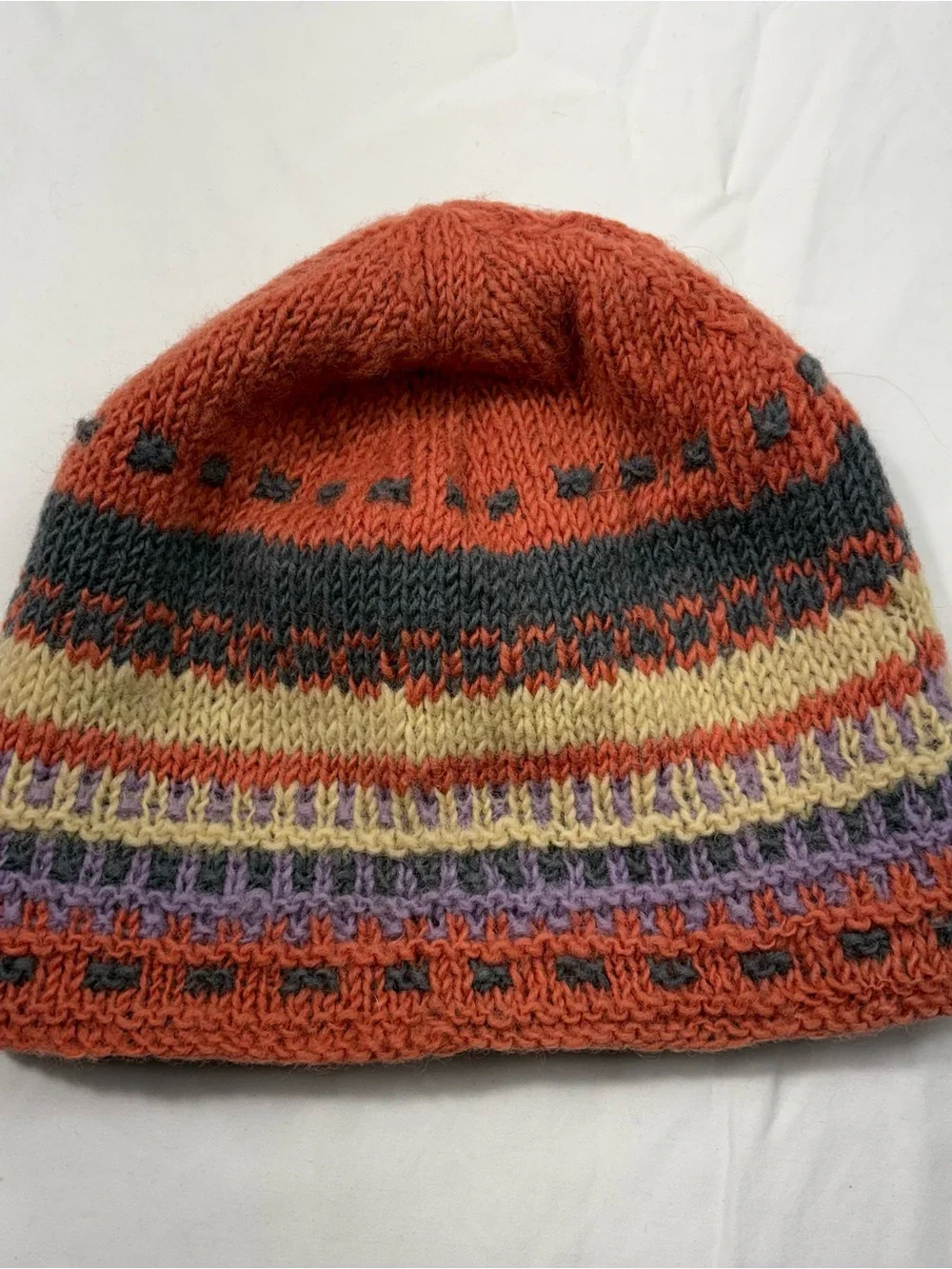 Rising Tide 100% Wool Striped Colorful Knit Unisex Fleece Lined Beanie Toboggan